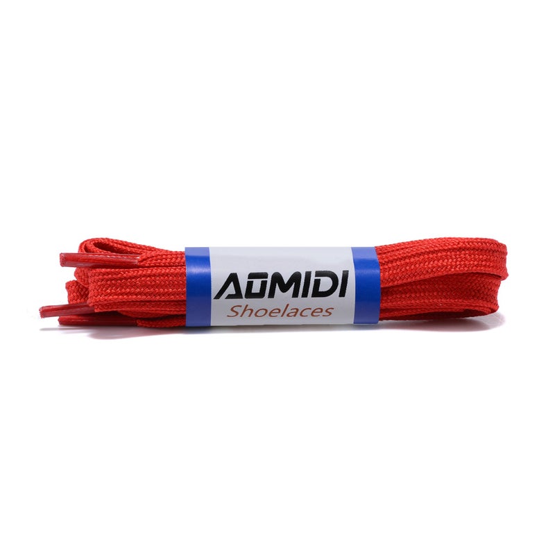AOMIDI Flat Shoelaces Wide Shoes Lace 2 Pairs Wide Shoelaces Hollow Thick Flat Shoe Laces for Sneakers and Shoes (63" inches (160 cm), Red) - Image 3